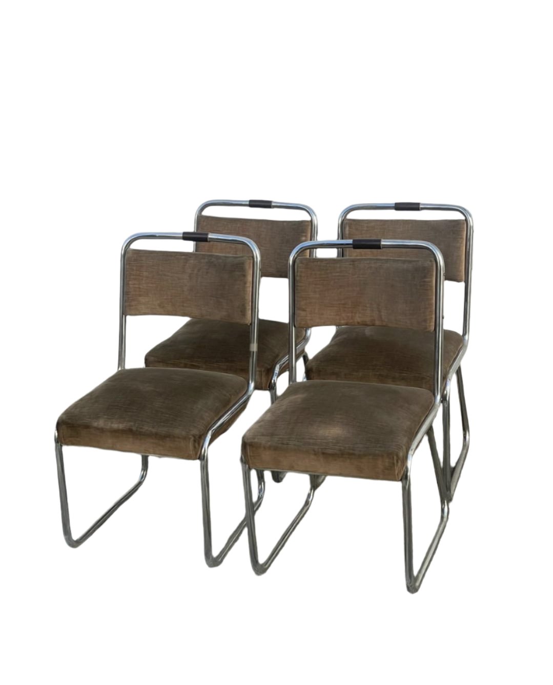 1990's Chrome and Velour Dining Chairs