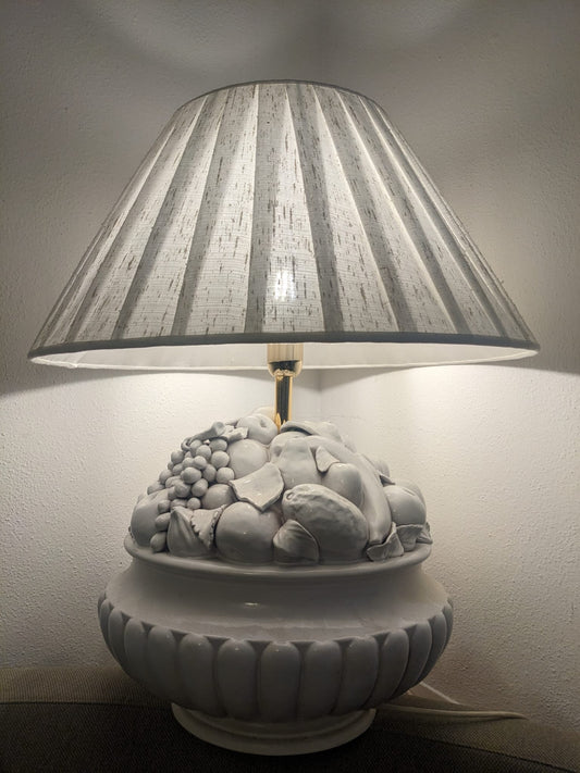 Large 1980's Ceramic Bowl of Fruit Lamp