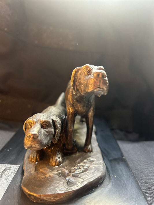 20th Century Spelter Sculpture of a Labrador Retreiver and a Setter