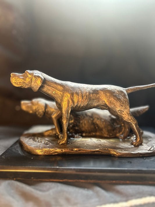 20th Century Spelter Sculpture of a Labrador Retreiver and a Setter