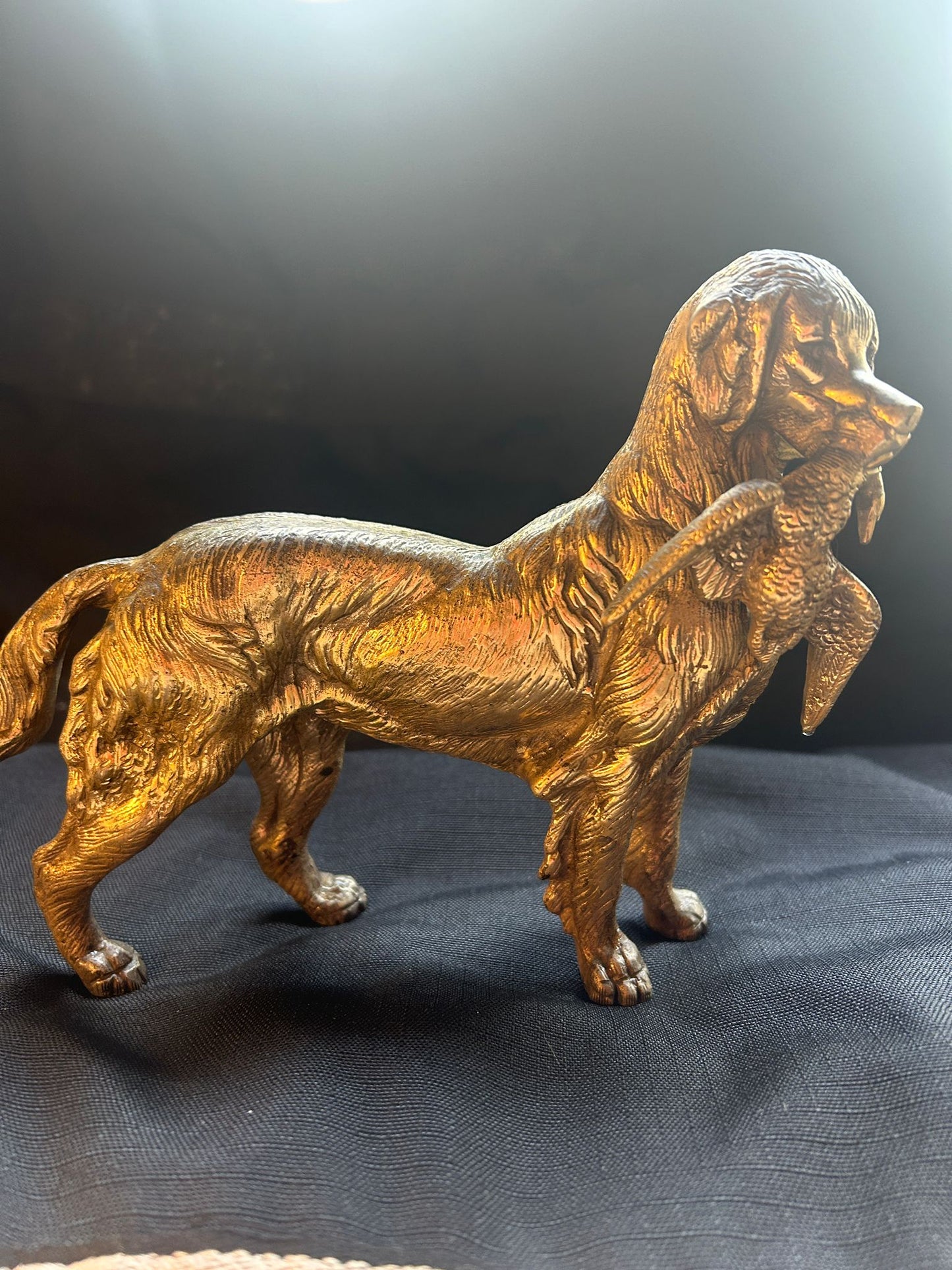 Late 19th Early 20th Century Gun Dog and Pheasant Bronze Sculpture Attributed to J. Moigniez