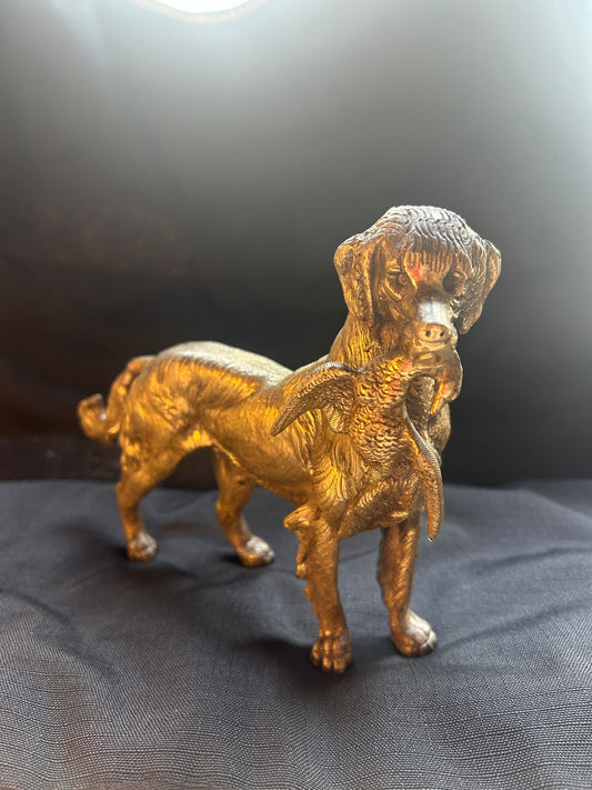 Late 19th Early 20th Century Gun Dog and Pheasant Bronze Sculpture Attributed to J. Moigniez