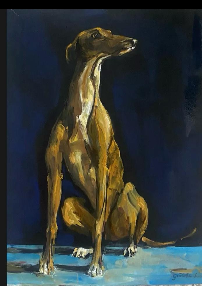 Whippet Greyhound Oil Panting By Luiza Grabda Pawluc