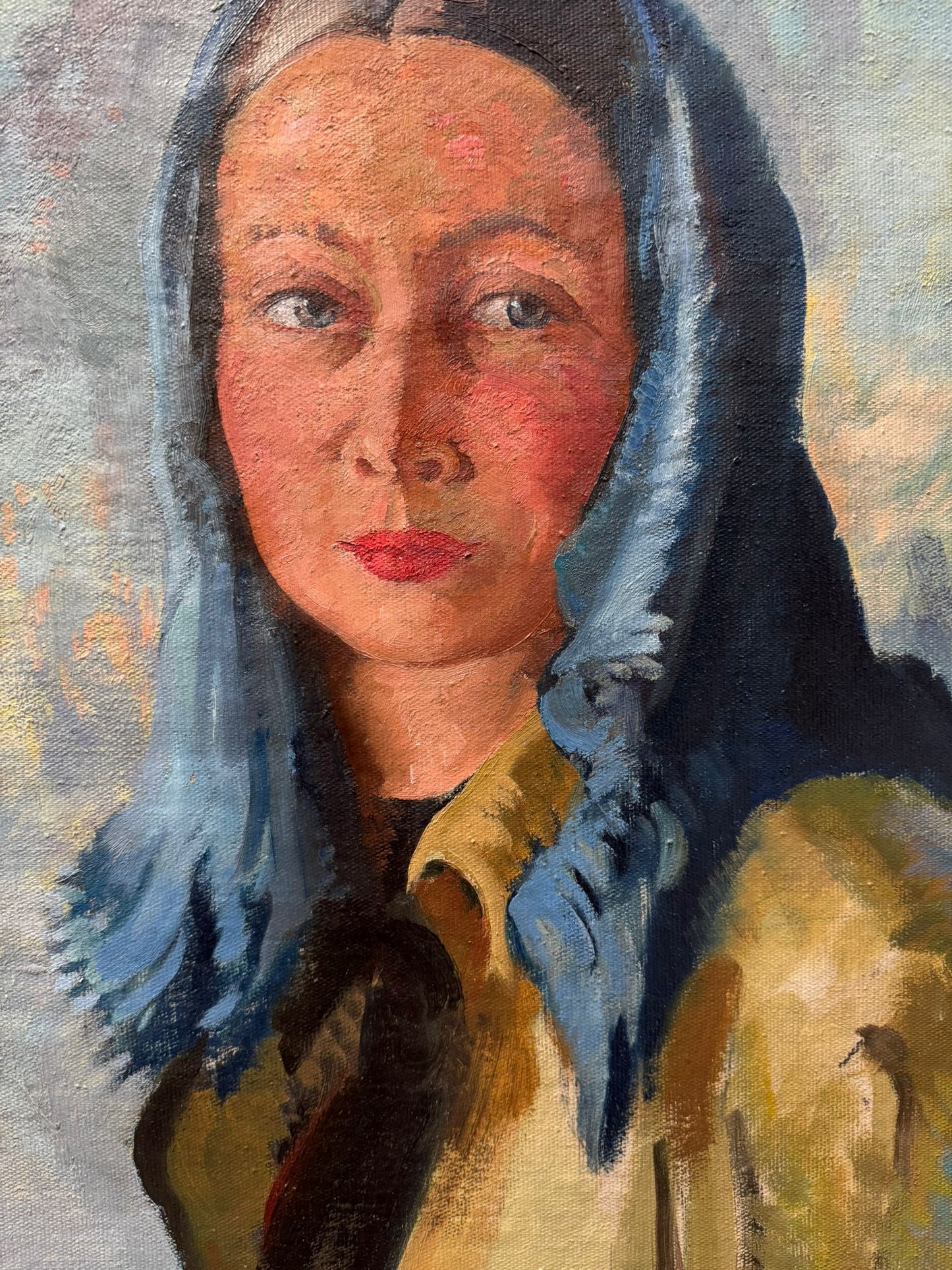 1940'S LARGE OIL PAINTING ON CANVAS PORTRAIT AUSTRIAN WOMAN FRANZ XAVER WEIDINGER