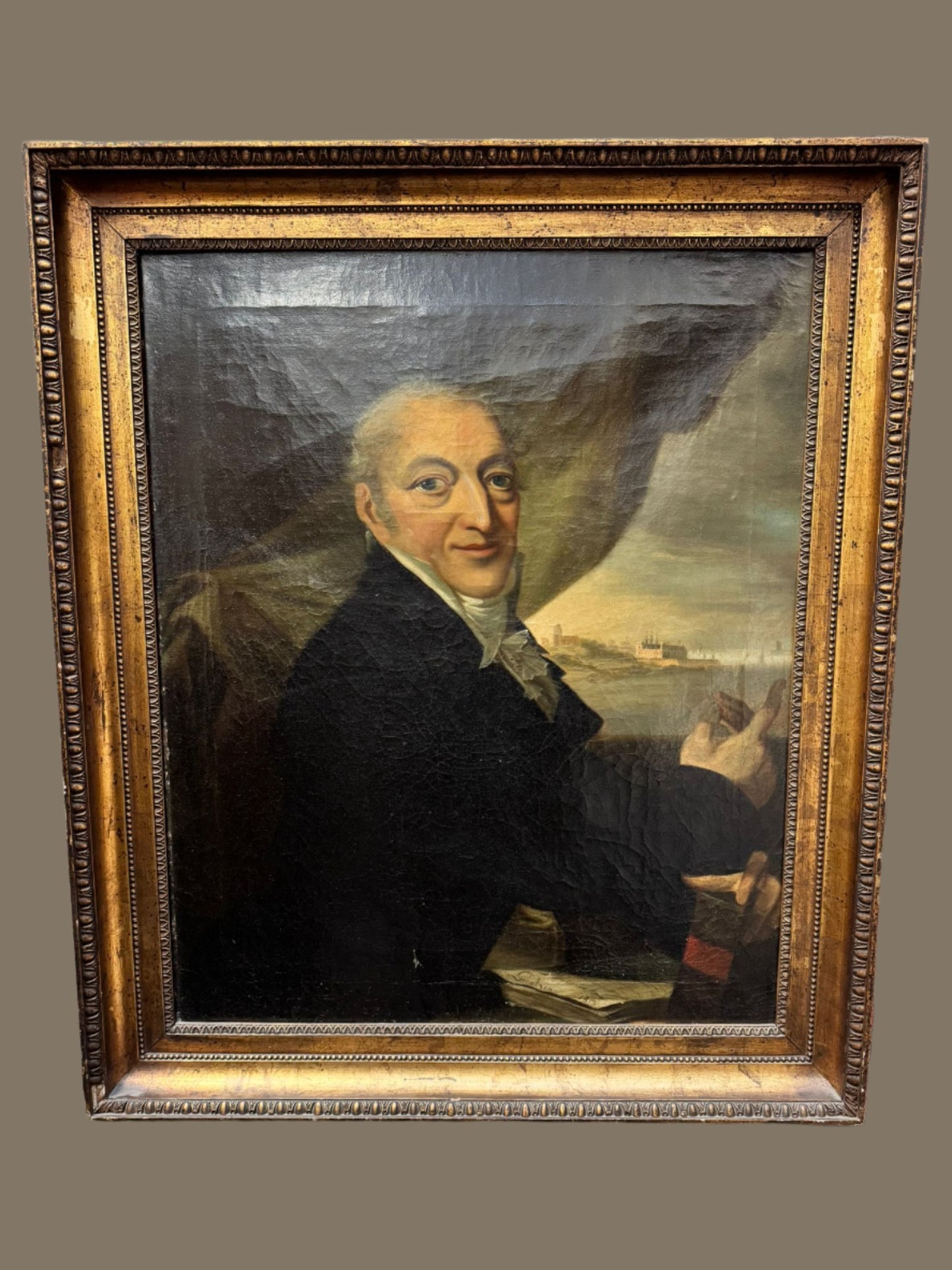 CHRISTIAN LORENTZEN 1746-1828 LARGE OIL PAINTING PORTRAIT GENTLEMAN SIGNED 1812