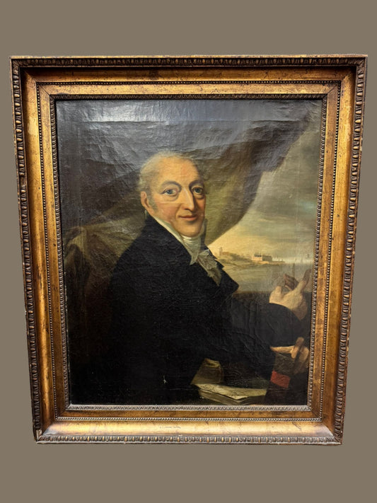 CHRISTIAN LORENTZEN 1746-1828 LARGE OIL PAINTING PORTRAIT GENTLEMAN SIGNED 1812