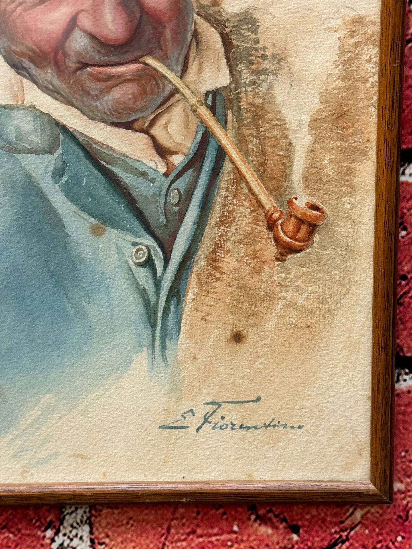 ANTONIO FIORENTINO 1894-1962 SIGNED WATERCOLOUR PAINTING PORTRAIT ITALIAN GENT