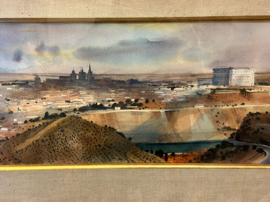 MICHAEL CIRY 1919-2018 LARGE SIGNED WATERCOLOUR PAINTING TOLEDO SPAIN