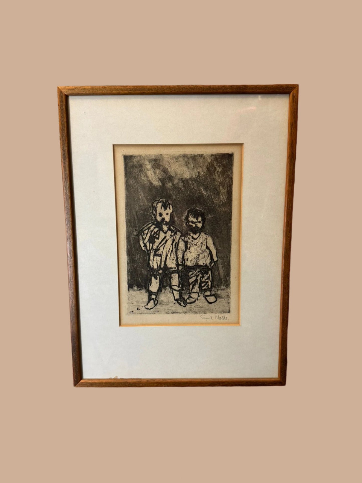 EMILE NOLDE 1867-1956 ORIGINAL HAND SIGNED ETCHING 'LAUSBUBEN' CHILDREN RARE