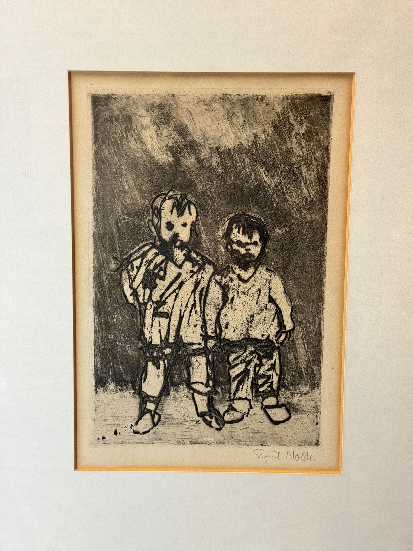 EMILE NOLDE 1867-1956 ORIGINAL HAND SIGNED ETCHING 'LAUSBUBEN' CHILDREN RARE