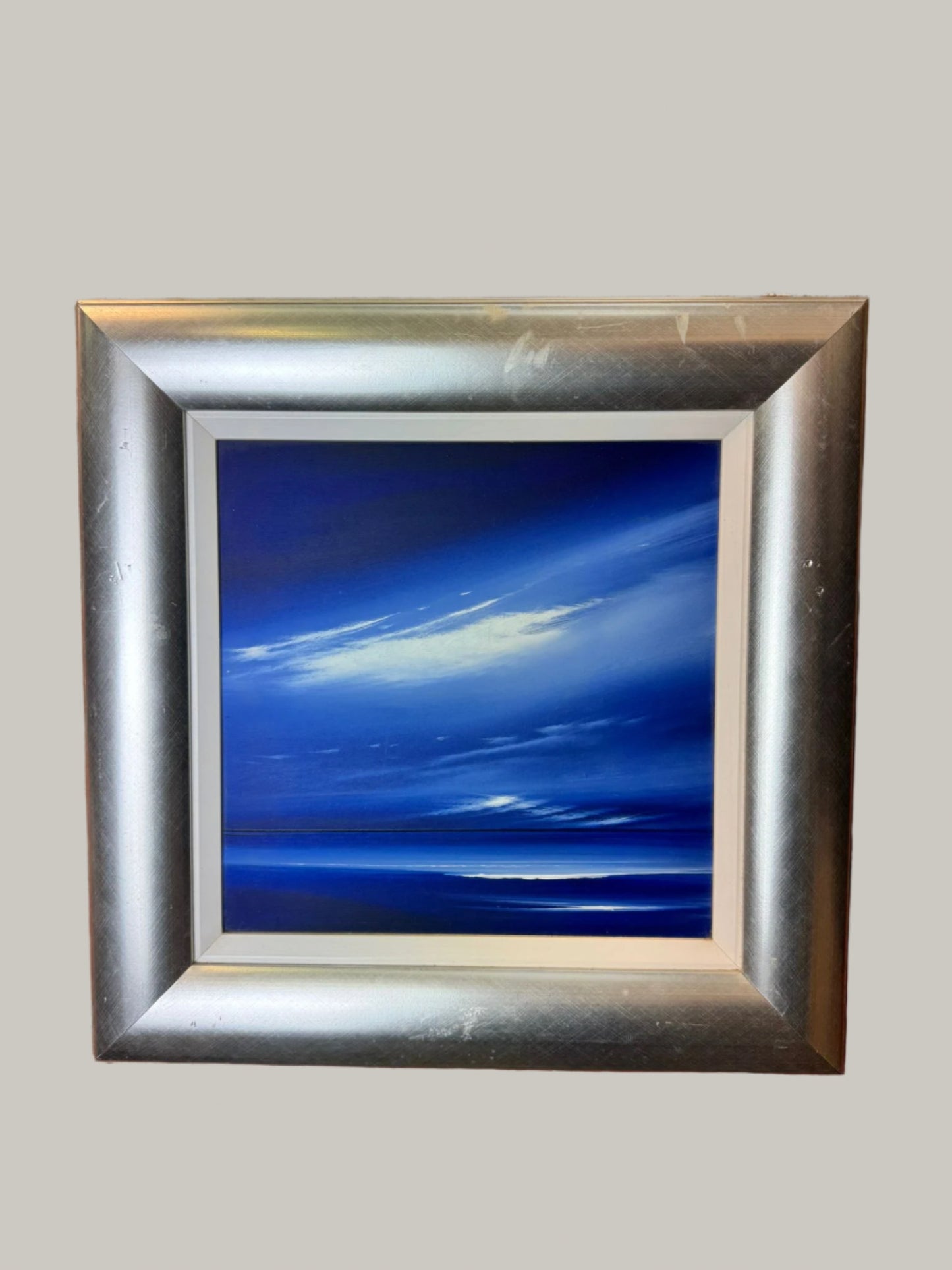 JONATHAN SHAW XX, ORIGINAL OIL PAINTING SKYLINE BLUE SKIES SIGNED FRAMED