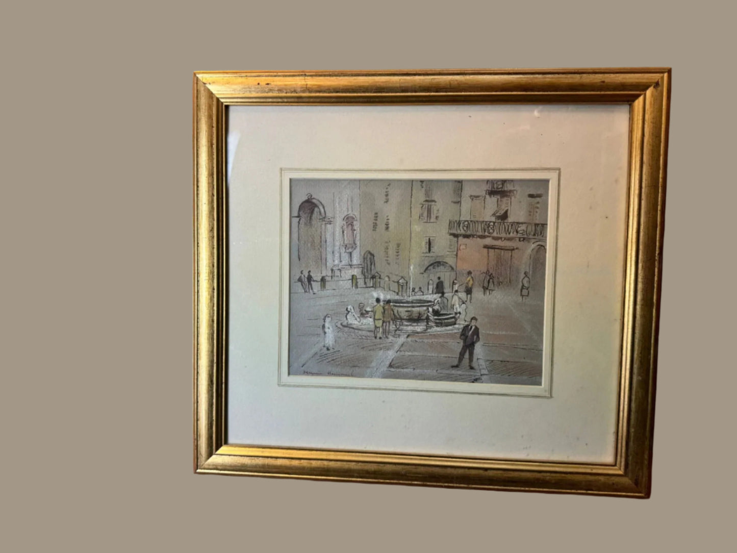 HERMIONE HAMMOND 1910-2005 ORIGINAL SIGNED WATERCOLOUR PAINTING MILAN ITALY