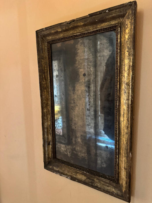 Continental Early 19th Century Mirror Gilt Frame and Original Plate