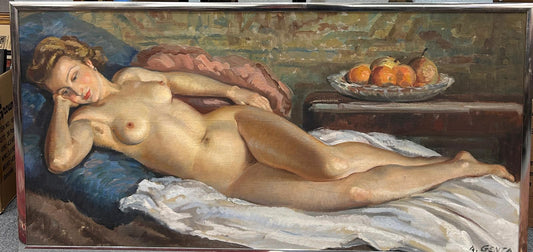 OIL ON CANVAS NUDE BY ALBERT GENTA 1901-1989 GOOD SIZE 102 X 50 CM