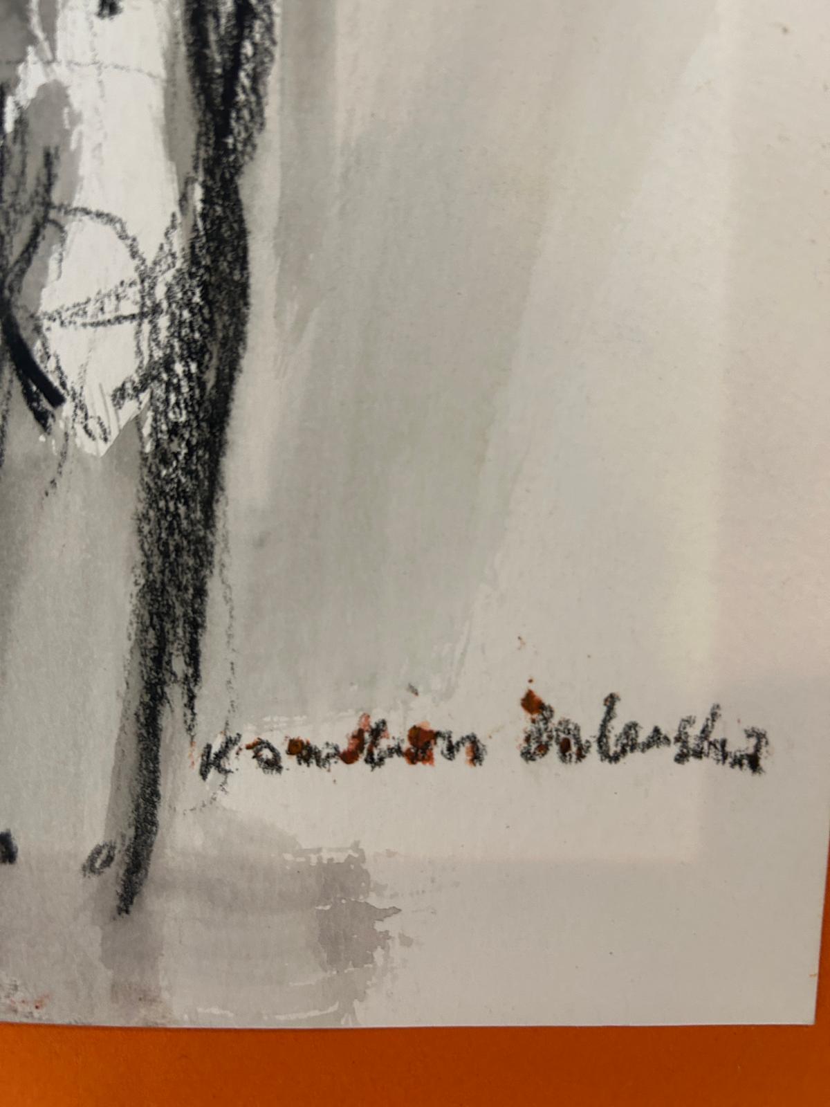 Red-Haired Woman Holding Bag Original  Drawing