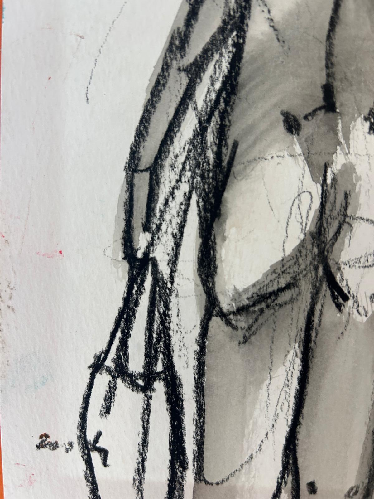 Red-Haired Woman Holding Bag Original  Drawing