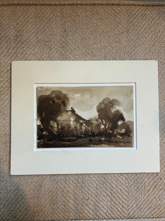 1970's Modernist Landscape Watercolour by Jaroslav Zetek