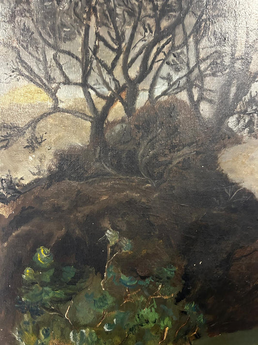 1920' Oil Painting of a Lush River Scene