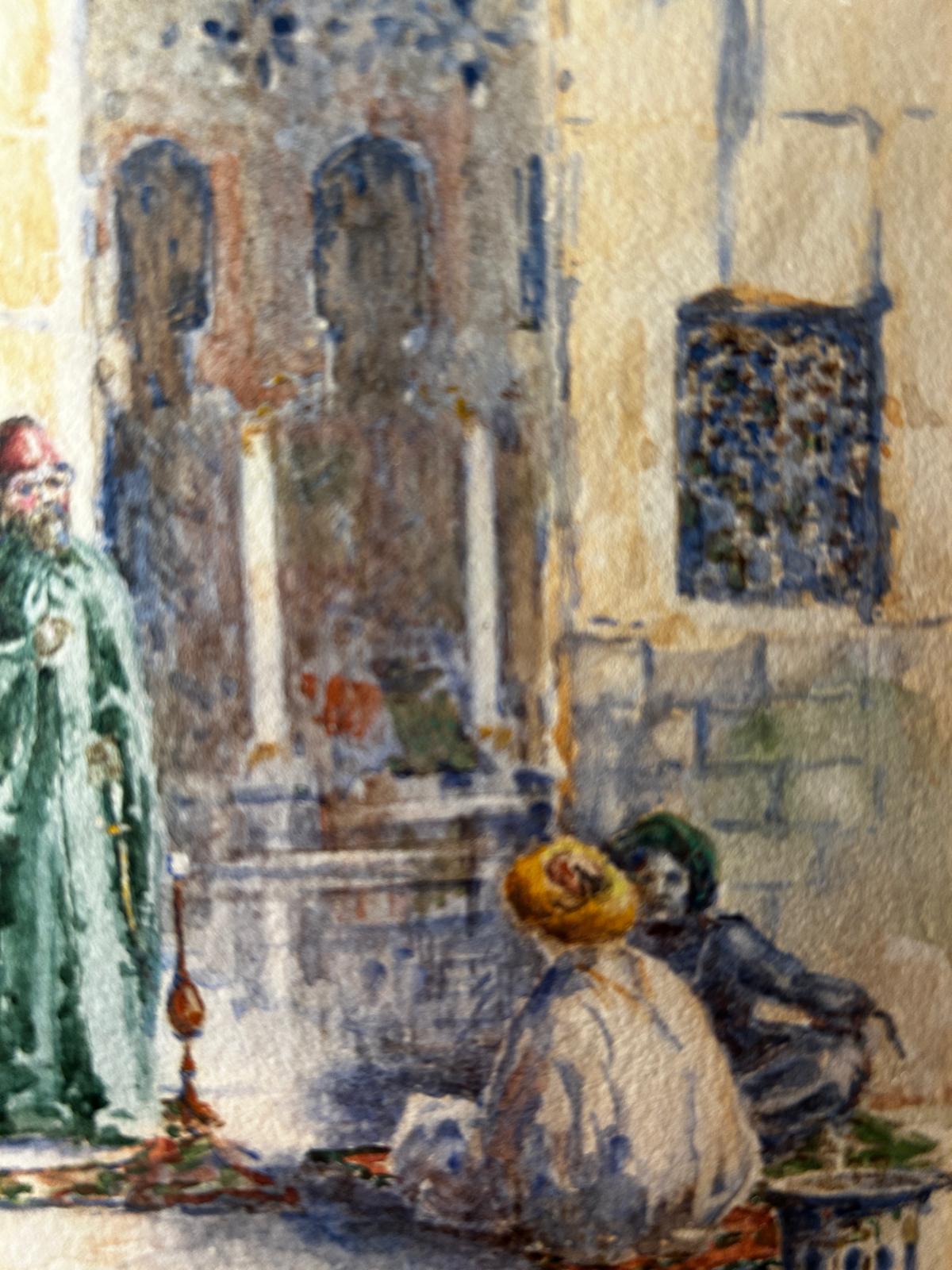 19th Century Watercolour of Tooloon Mosque, Cairo Egypt Signed and dated 1891