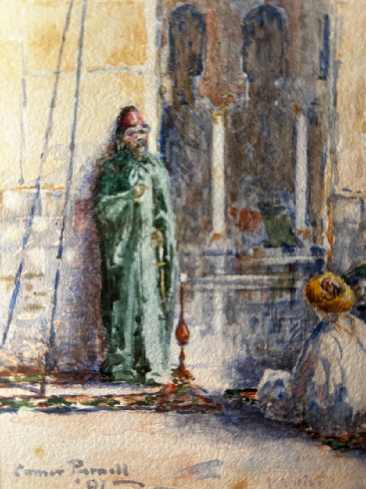 19th Century Watercolour of Tooloon Mosque, Cairo Egypt Signed and dated 1891