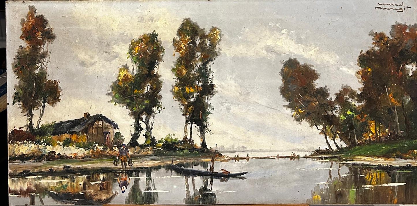 MARCEL ABOUGIT, 1886 French River Scene