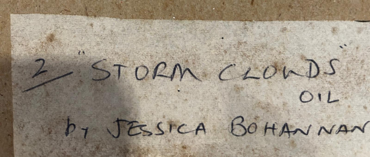 "Stomr Cloud" Mid Century Landscape Oil Painting by Jessica Bohannan Framed