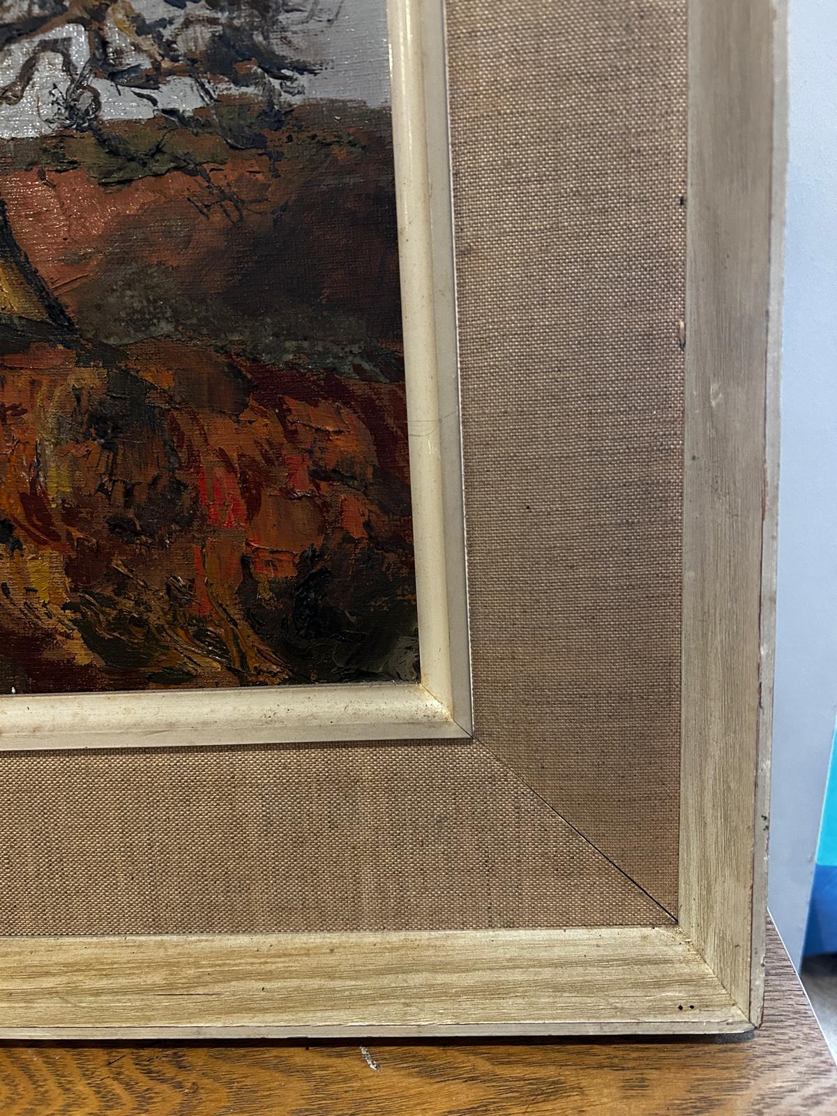 "Stomr Cloud" Mid Century Landscape Oil Painting by Jessica Bohannan Framed