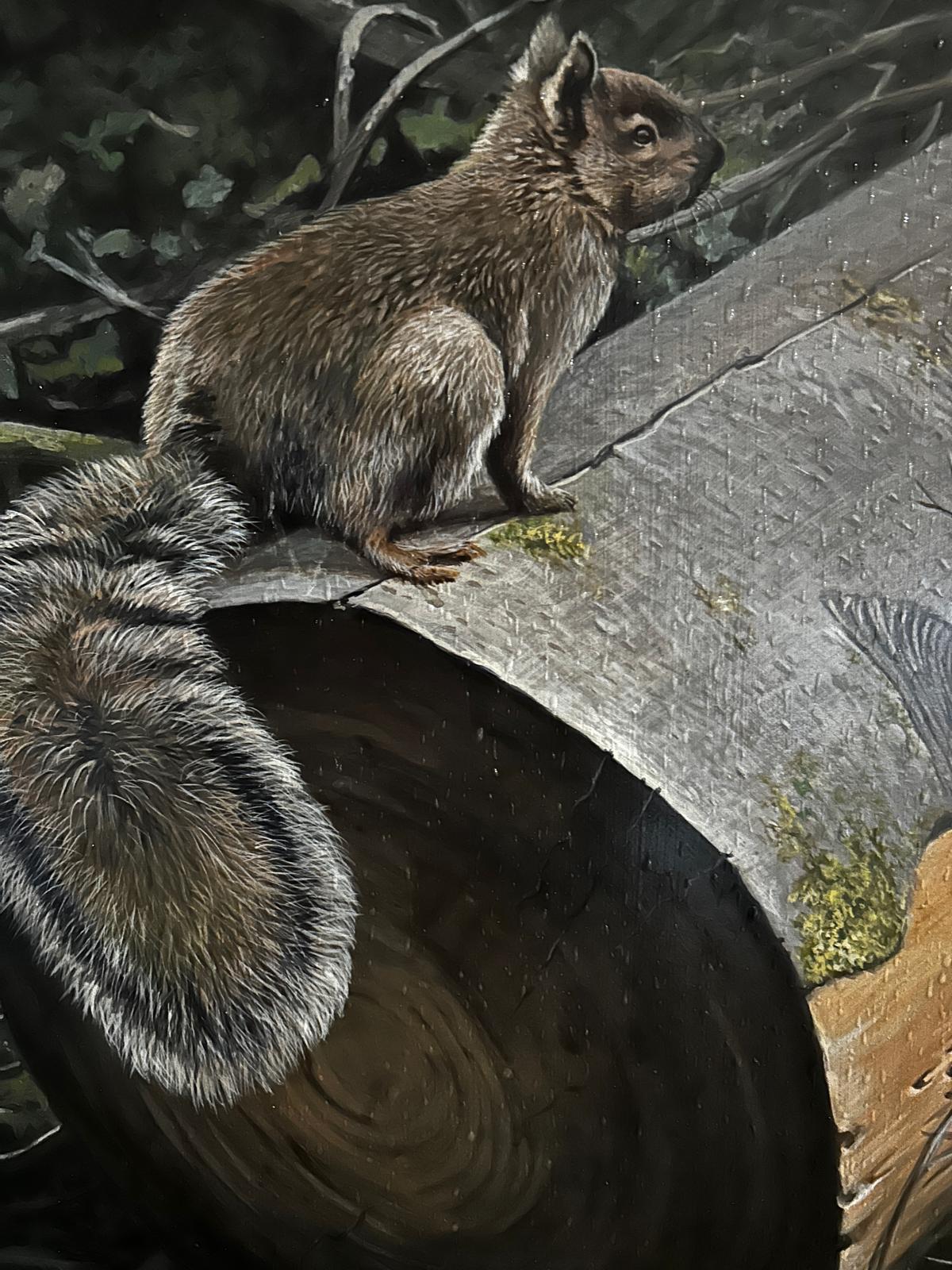 John Wachorn oil Painting of a Woodland Squirrel