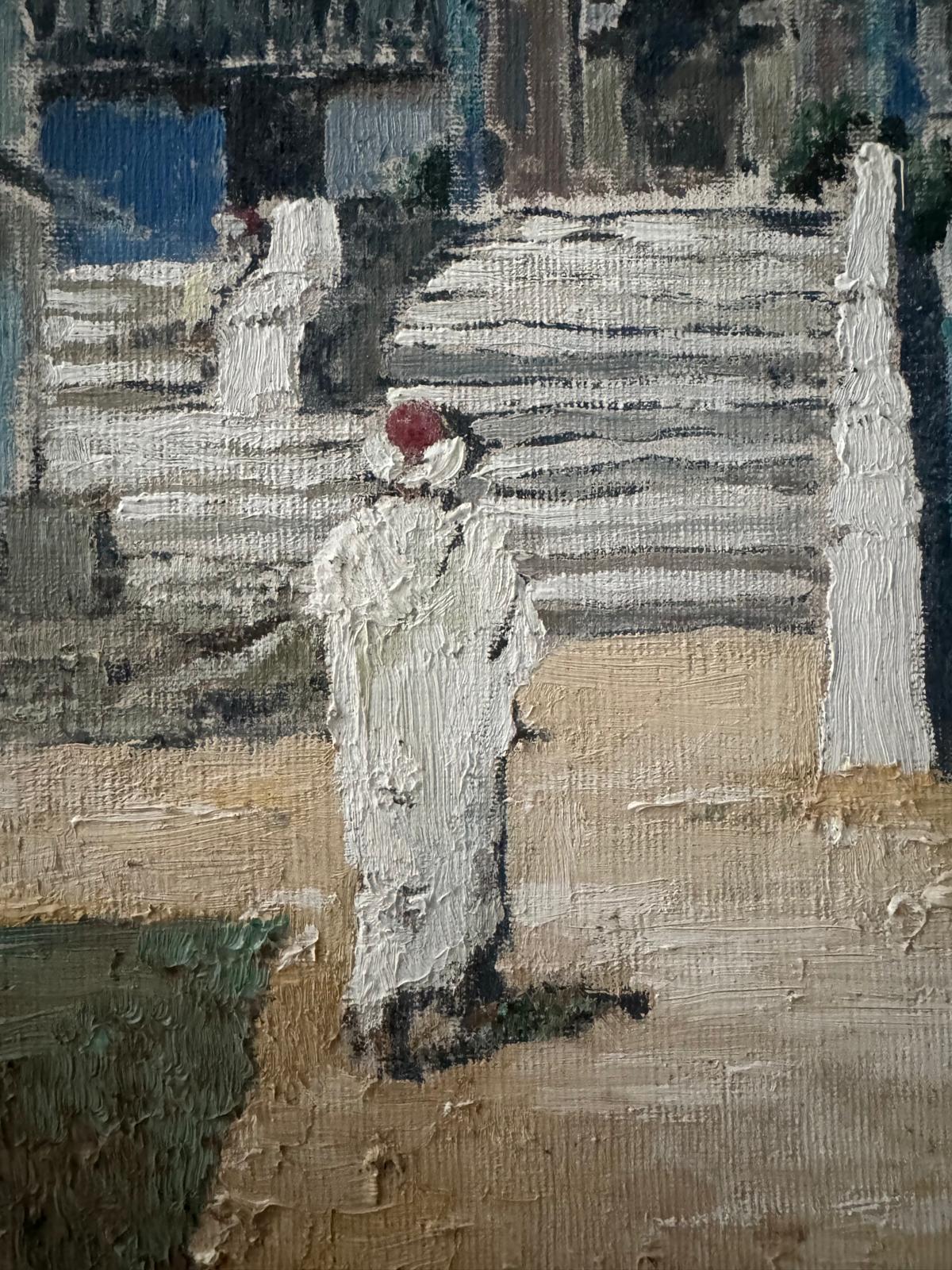 1960'S View of White Washed Building in Morocco Oil Painting