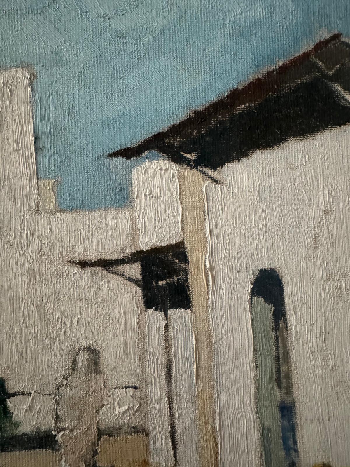 1960'S View of White Washed Building in Morocco Oil Painting
