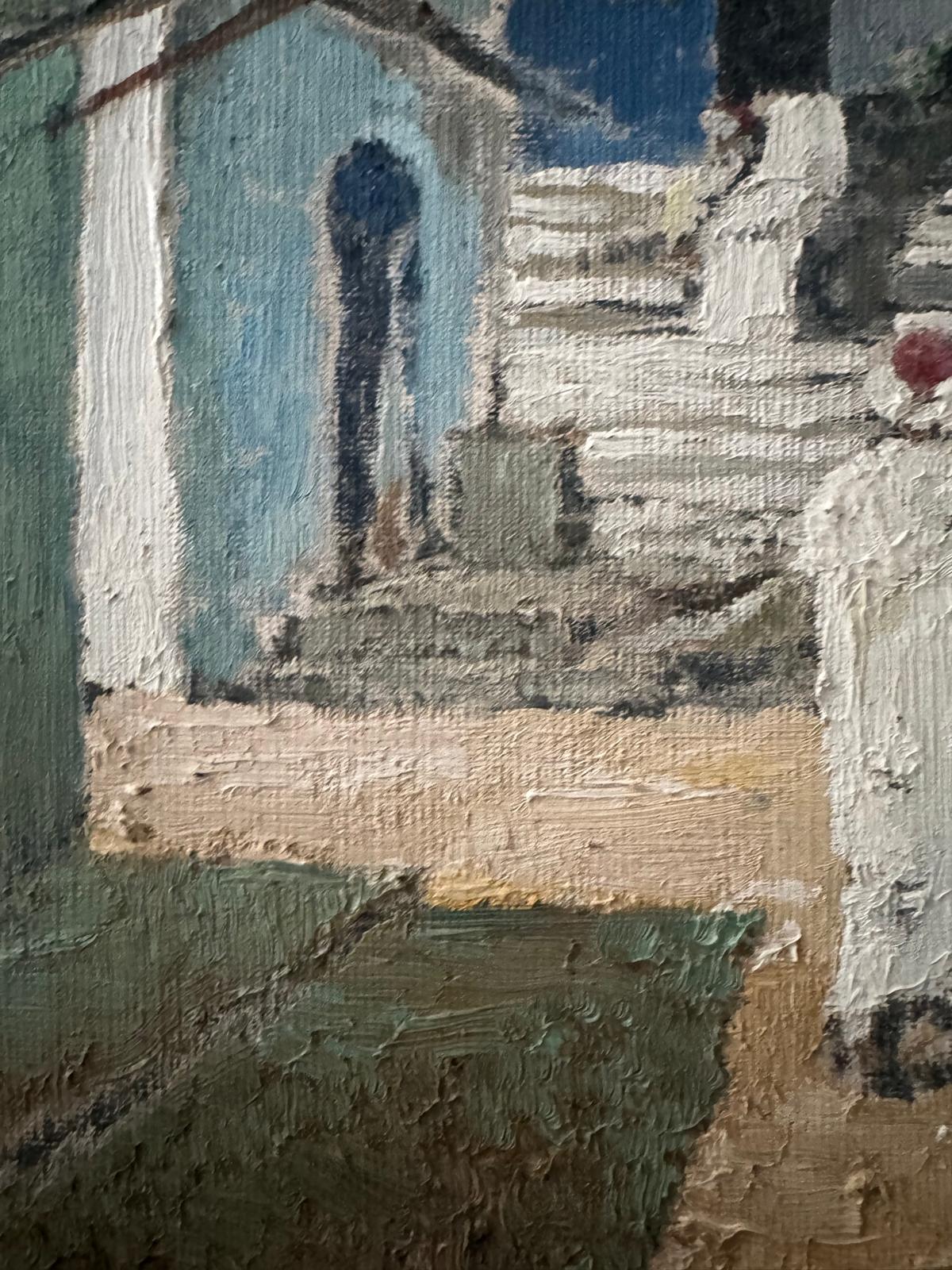 1960'S View of White Washed Building in Morocco Oil Painting