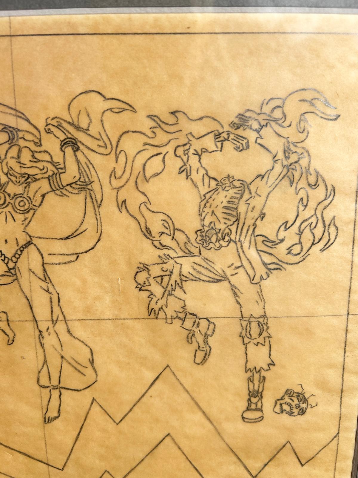 Robert Williams’ sketch for “The Zombie Mystery Paintings”