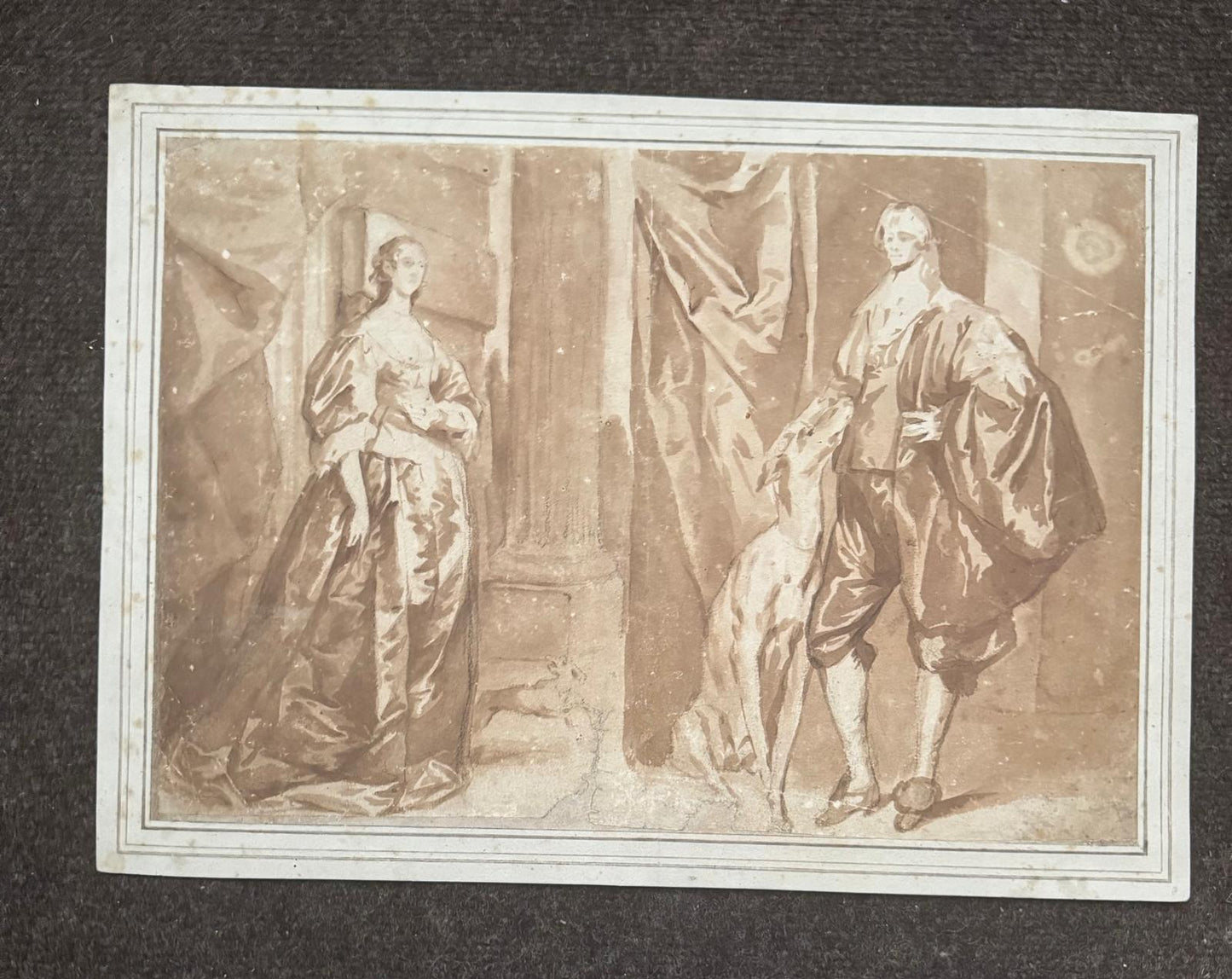 OLD MASTER DRAWING 17TH CENTURY ANTHONY VAN DYKE? - LAID ONTO BACKING SHEET