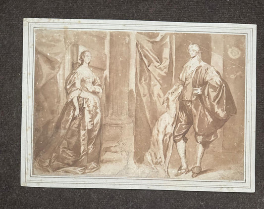 OLD MASTER DRAWING 17TH CENTURY ANTHONY VAN DYKE? - LAID ONTO BACKING SHEET