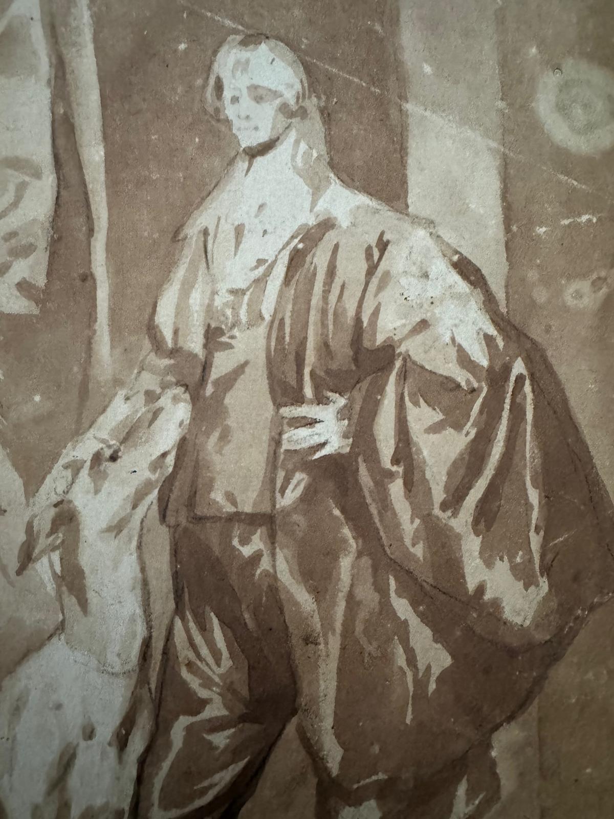 OLD MASTER DRAWING 17TH CENTURY ANTHONY VAN DYKE? - LAID ONTO BACKING SHEET