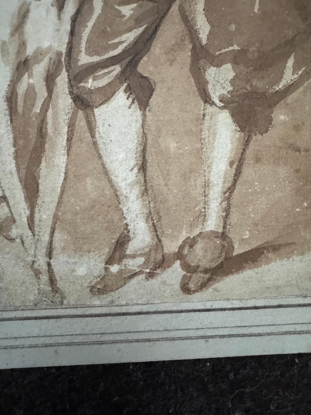 OLD MASTER DRAWING 17TH CENTURY ANTHONY VAN DYKE? - LAID ONTO BACKING SHEET