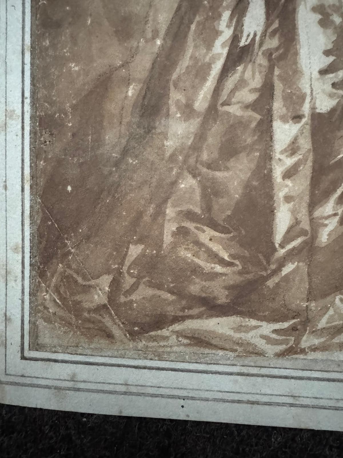 OLD MASTER DRAWING 17TH CENTURY ANTHONY VAN DYKE? - LAID ONTO BACKING SHEET