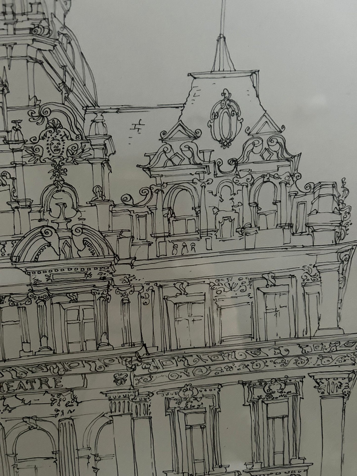 Architectural Drawing of Her Majesty's Theatre  "Hair" 1975. Signed and dated. Colin Spencer