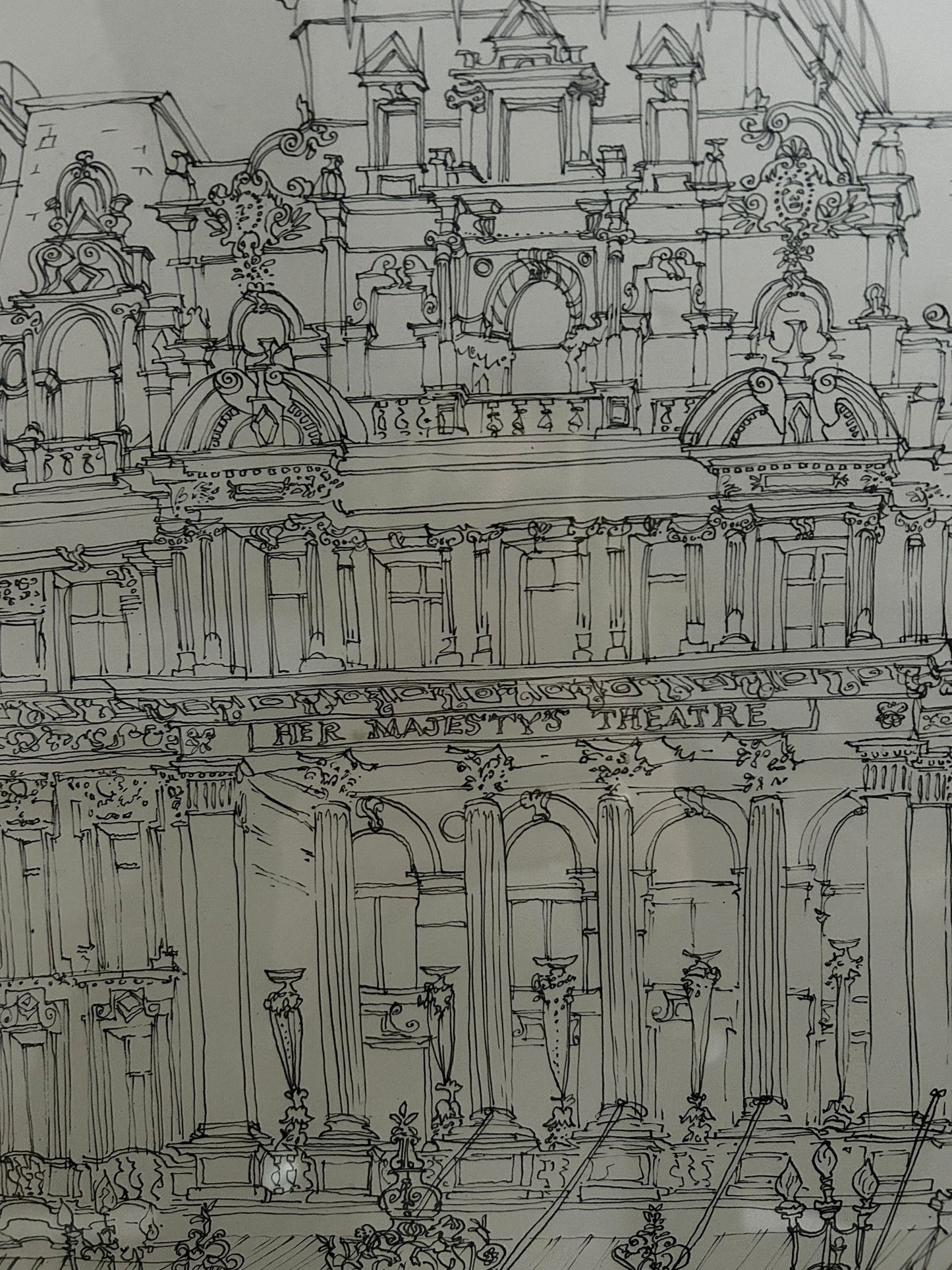 Architectural Drawing of Her Majesty's Theatre  "Hair" 1975. Signed and dated. Colin Spencer