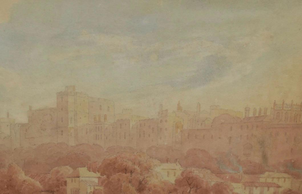 HUGH GRECIAN WILLIAMS 1773-1829 'WINDSOR CASTLE FROM THE RIVER' 1818 WATERCOLOUR