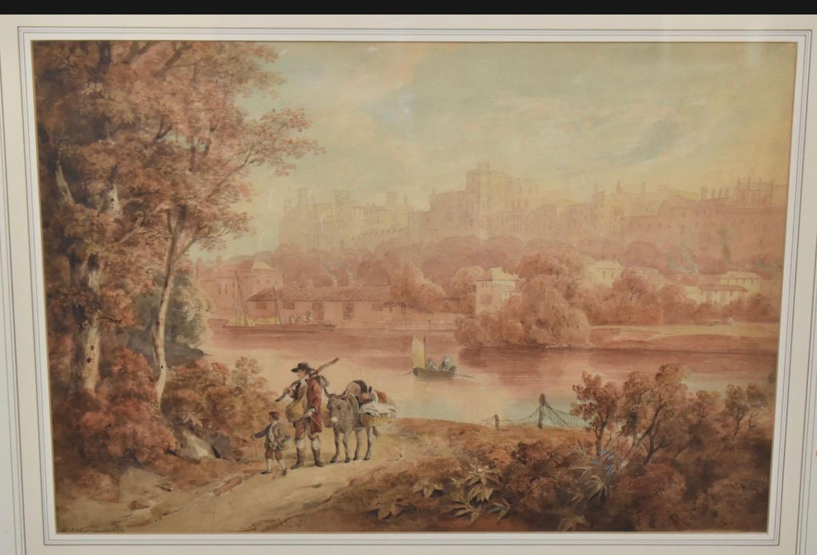 HUGH GRECIAN WILLIAMS 1773-1829 'WINDSOR CASTLE FROM THE RIVER' 1818 WATERCOLOUR