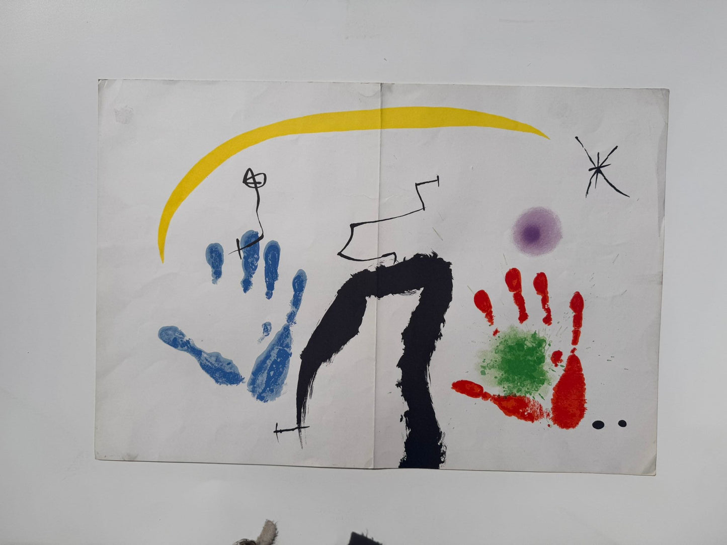 Miro, Jean. "Le Mains" Lithograph in colours. Published in 1971