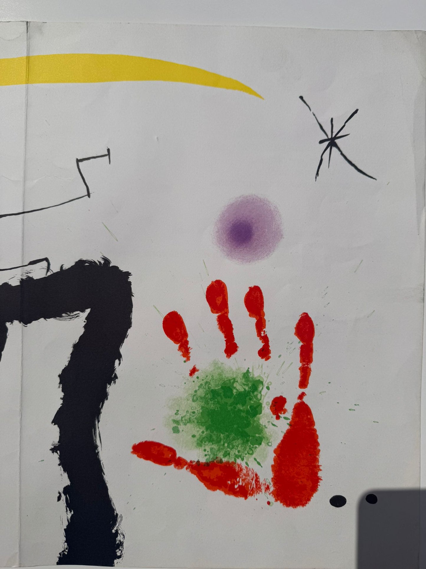 Miro, Jean. "Le Mains" Lithograph in colours. Published in 1971