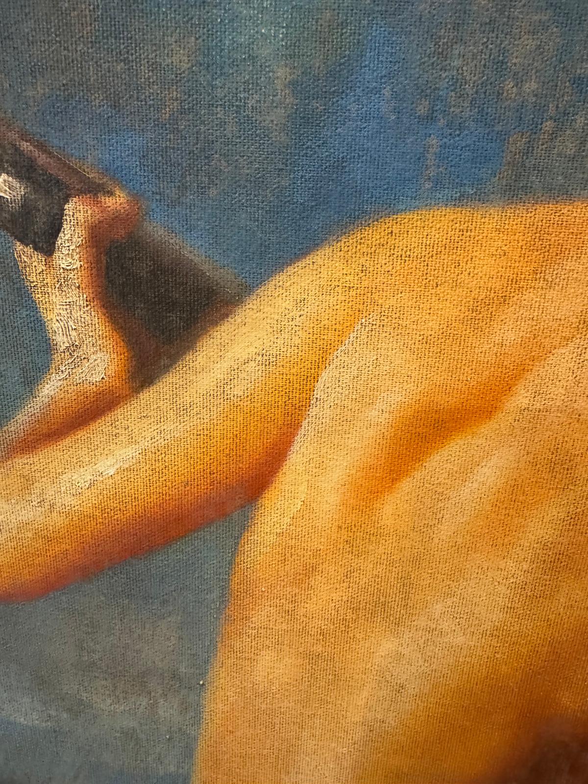 Woman Playing a Lute Oil on Canvas Tomasz Rut, Poland 1961-