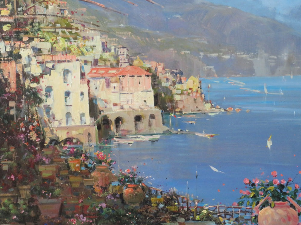 Sicilian coastal scene 'Atrani' by Mario Sanzone