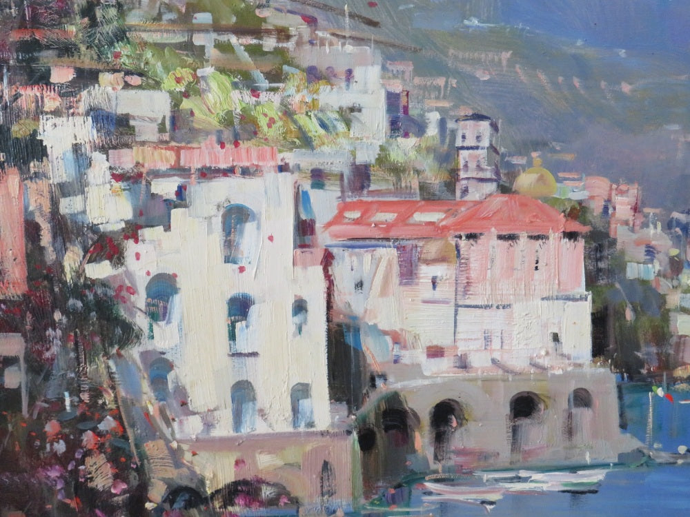 Sicilian coastal scene 'Atrani' by Mario Sanzone