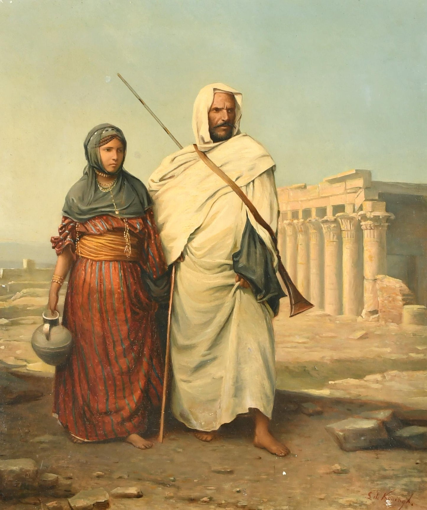 LEENDERT II DE KONINGH (The Younger) 1810-1887 OIL ON CANVAS BEDOUIN FIGURES