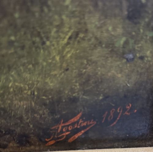 GUIDO AGOSTINO (ITALIAN, 1870-1898) LARGE OIL ON CANVAS ITALIAN MOUNTAIN SCENE