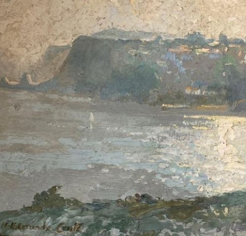 C1920 oil on board 'Babbacombe Bay Nr Torquay Devon. Harry Edmund Crute 1888 - 1975