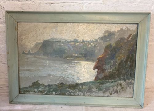 C1920 oil on board 'Babbacombe Bay Nr Torquay Devon. Harry Edmund Crute 1888 - 1975